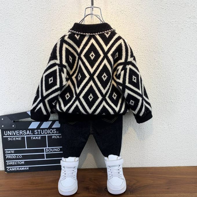 Pluche Trui voor Jongens Winter Baby's Gebreide Trui Jas Lente en Herfst Basis Top Kinderen Dikke Wollen Trui 130