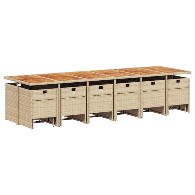 vidaXL - 17-delige - Tuinset - met - kussens - poly - rattan - beige