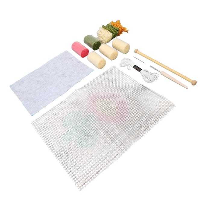 Latch Hook Kit DIY Onderzetter Zachte Aanraking Lichtgewicht Draagbaar Haken Latch Hook Kit white