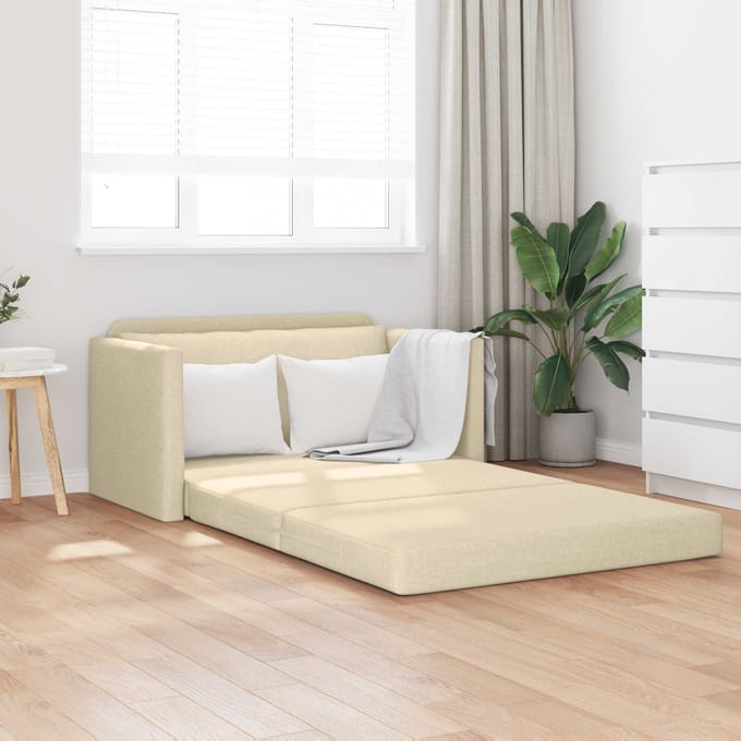 vidaXL - Slaapbank - Crème - 124 - x - 71 - x - 78 - cm - Stof