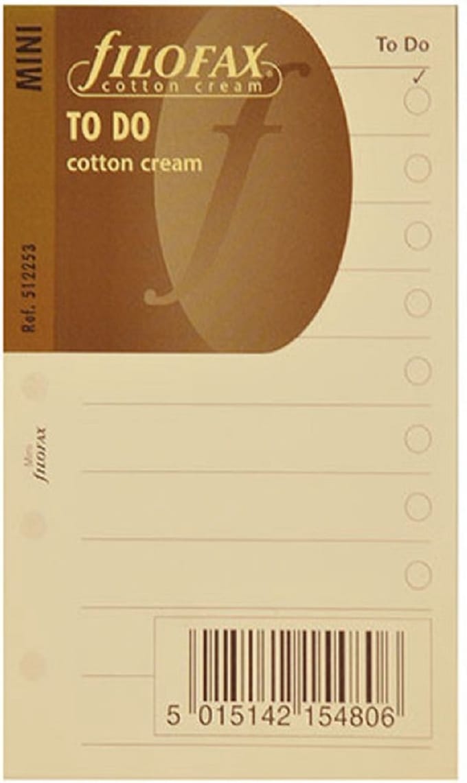 Filofax- vulling mini - to do notitiepapier- crème