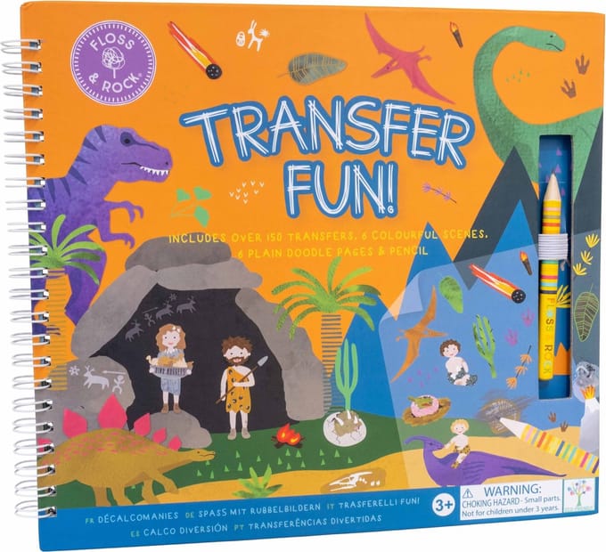 Floss & Rock Transfer Speel/Tekenboek, Dino - 24 x 21 x 0.8cm - Multi