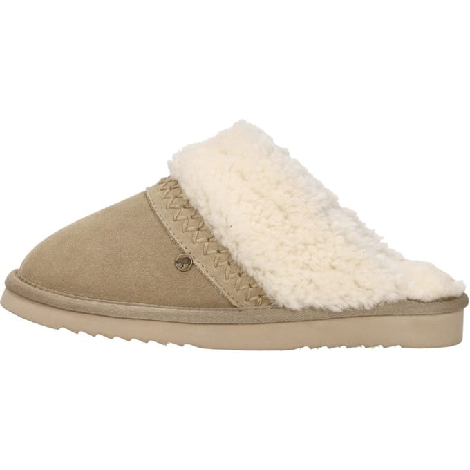 Warmbat Nhill Strap Curly Wool Dames Sloffen - Ecru