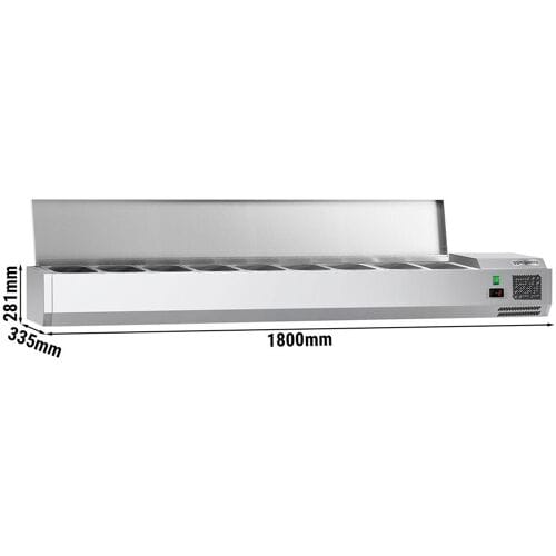 GGM Gastro Opzetkoelvitrine ECO - 1800x335mm - 8x GN 1/4 zilver