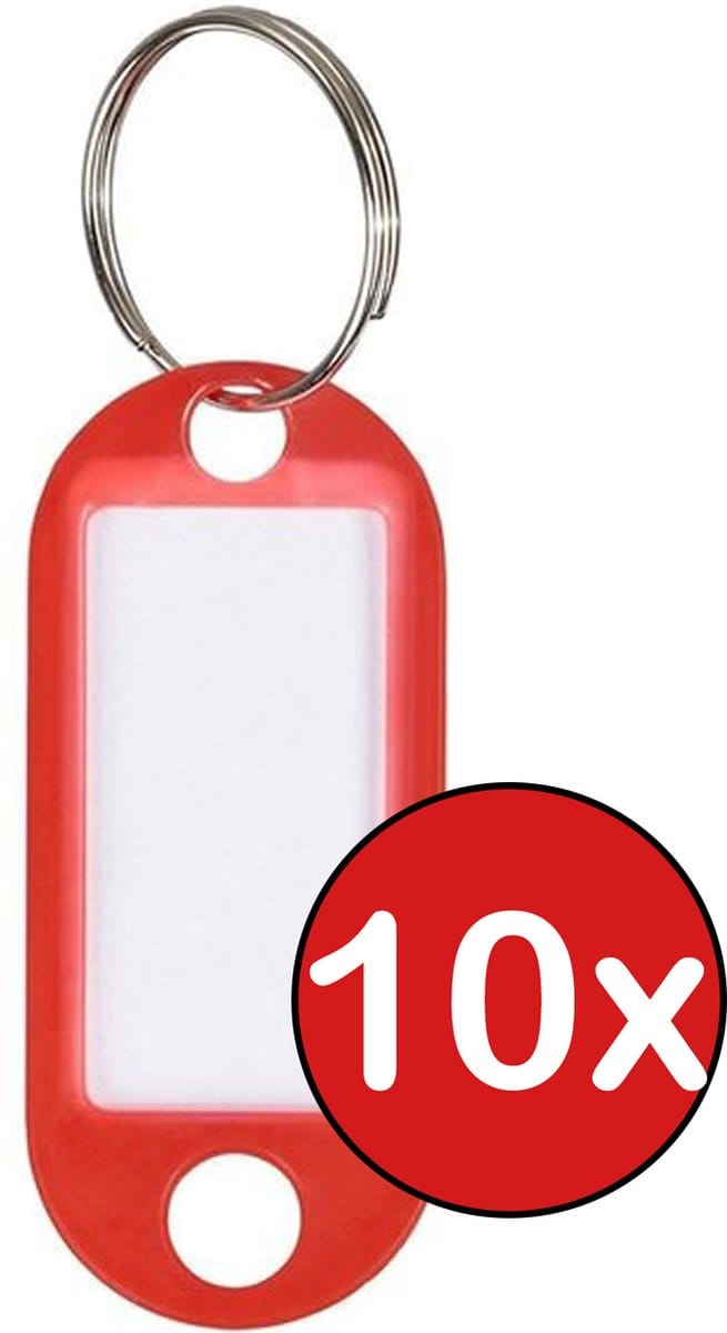 Sleutellabels Sleutelhanger Bagagelabel Sleutellabel Gekleurde Naamlabels Label - Rood - 10 PACK