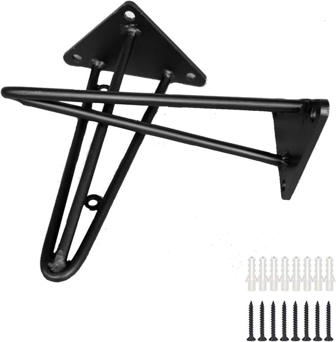 2Pcs Durable Shelf Holders,Floating Metal Shelf Brackets,Shelf Bracket Wall Holders Iron Shelf Support Shelf Brackets for Storage Rack,Book Rack,with Screws,Black (40cm)