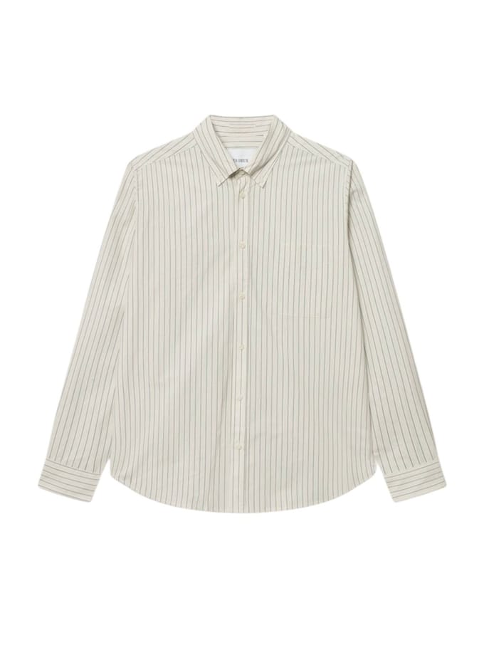 Les Deux Kent Stripe Poplin Shirt Striped Cotton Shirt - Ivory