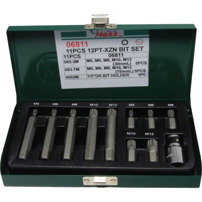 Zeskantschroevendraaierbit XZN HANS 10 mm 10 stuks (kort en lang)