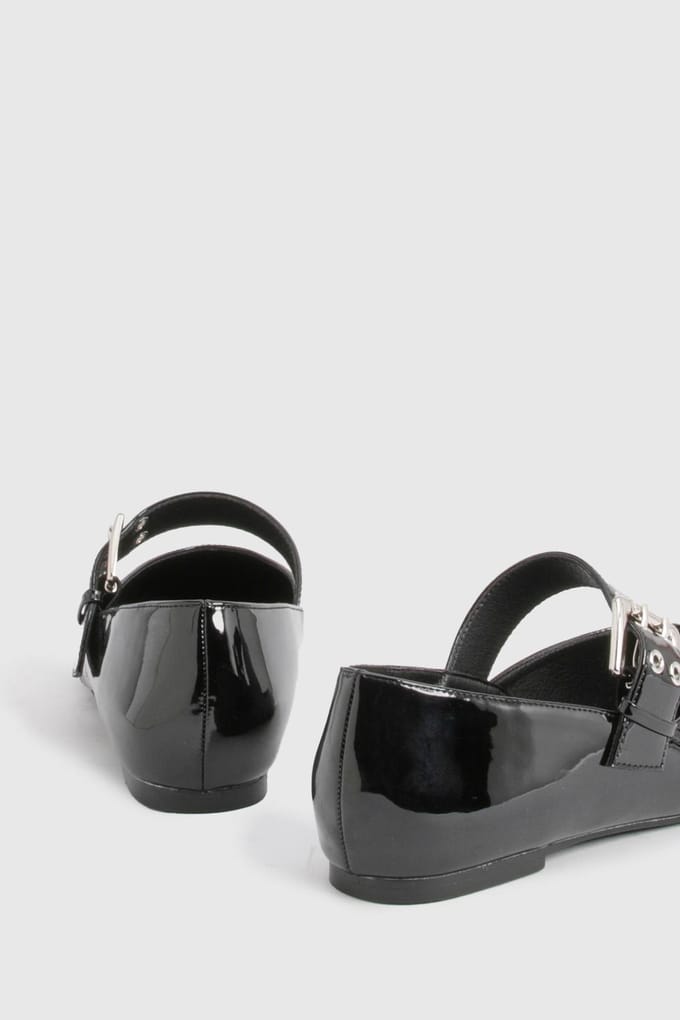 boohoo Dames Mary Jane riem ballerina's | Black | Maat: 5