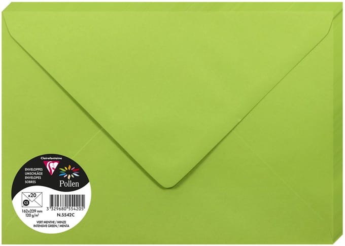 Clairefontaine Pollen - Enveloppe - C5 - 162x229mm - Munt - Groen