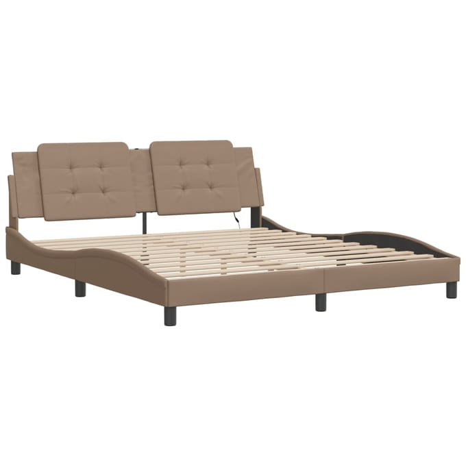 vidaXL - Bedframe - met - LED - zonder - matras - "Zadar" - cappuccino - 180x200 - cm