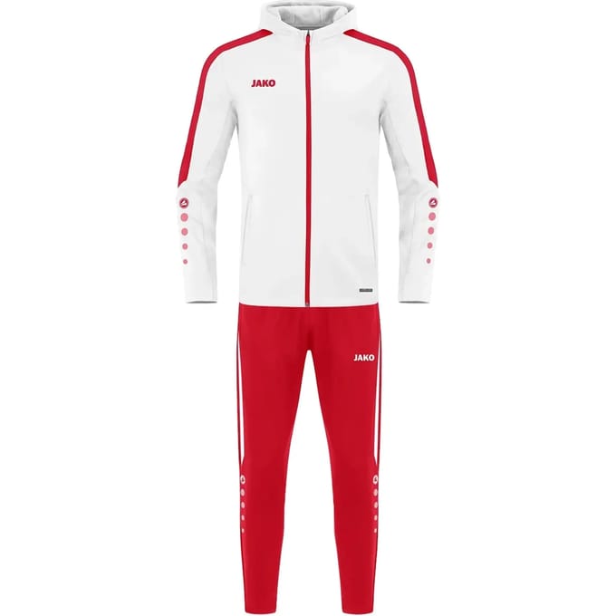 Jako Power Polyesterpak Met Kap Kinderen - Wit / Rood | Maat: 128
