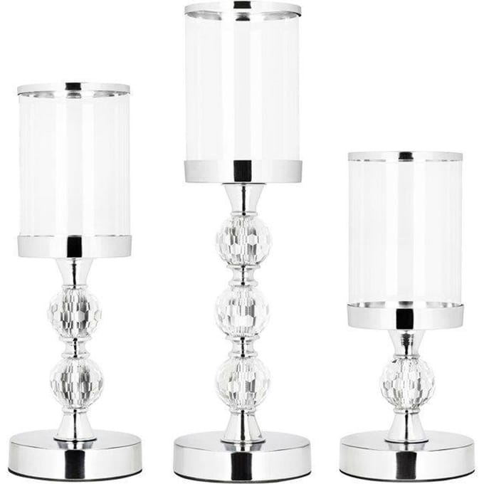 Kandelaars | Zilver | Metaal | Kunststof | Set Van 3 | 28/35,5/41