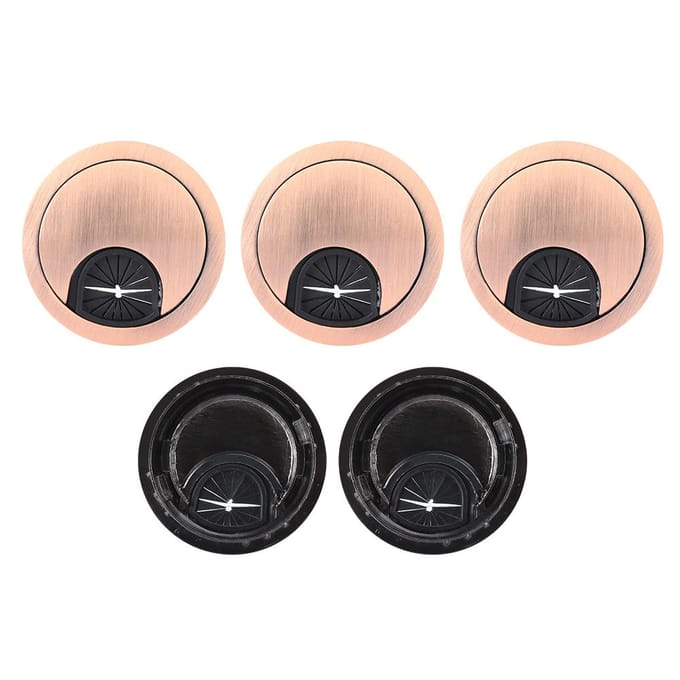5 stuks Zinklegering Bureau Kabelgat Afdekking Tafel Grommet Gat Openingsdiameter 50mm (Rood Brons)