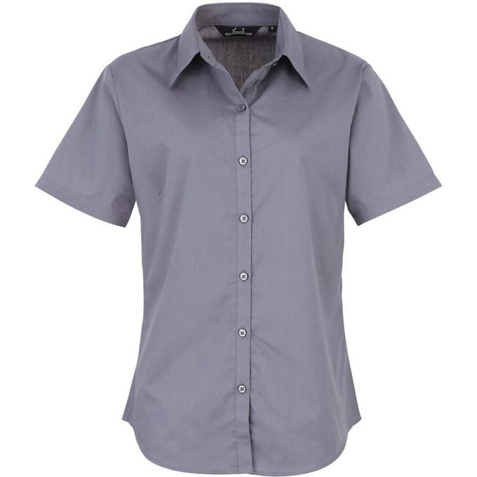 Premier Popeline blouse met korte mouwen / Gewoon werkoverhemd (Staal)
