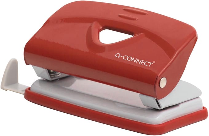 Q-CONNECT Light Duty perforator, metaal, 10 blad, rood