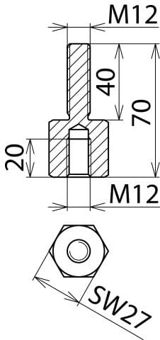 Dehn Schroefverbinding M12 binnendraad M12x40 - 705504