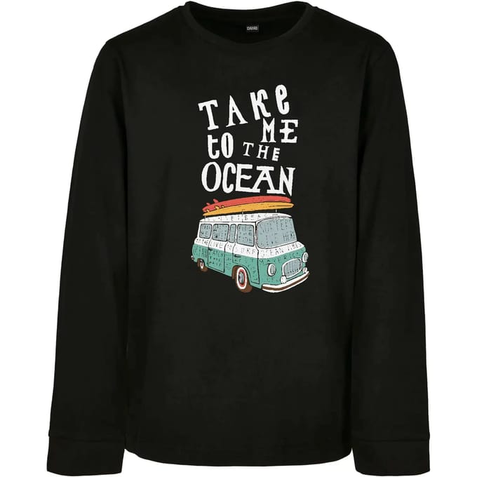 Mister Tee - Take Me To The Ocean Kinder Longsleeve shirt - Take Me To The Ocean - Kids 122/128 - Zwart