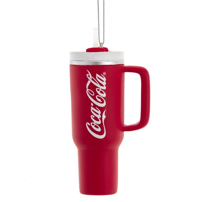 Kurt S. Adler kunststof kerstbal - coca-cola stanley cup 13cm rood, wit 1 stuks