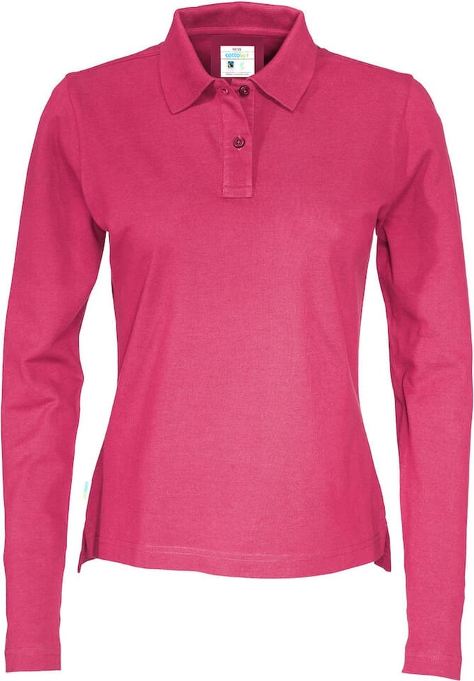 Cottover POLO PIQUE LONG SLEEVE LADY - GOTS GECERTIFICEERD 141017 - Fuchsia - XL