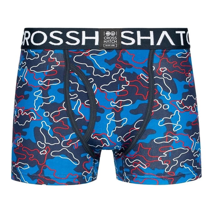 Crosshatch Heren Linamo Open Fly Boxer Shorts (Blauw)