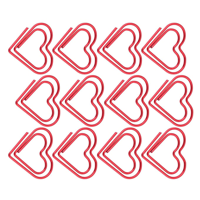 Trombones en forme de cœur, marque-page, marquage, document, organisation, fournitures de papeterie (rouge) rouge