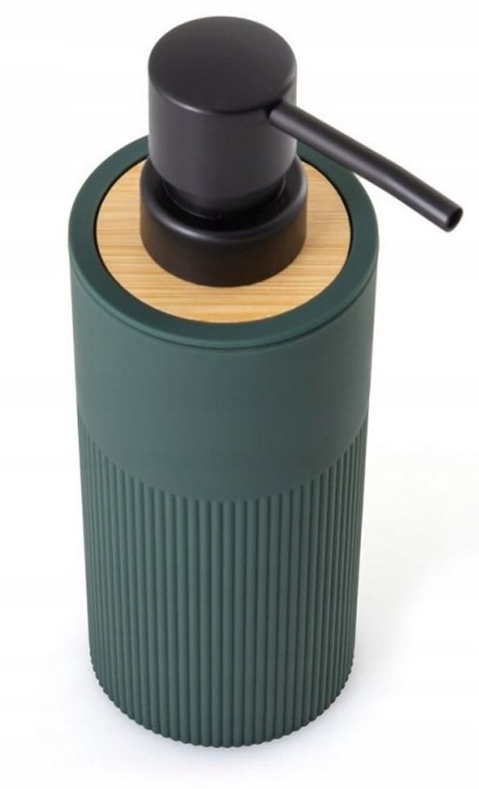 Merkloos Zeepdispenser Flesgroen ABS Bamboe 300ml