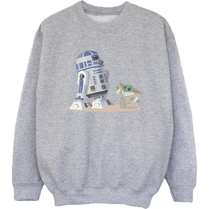 Star Wars Jongens The Mandalorian R2D2 en Grogu Sweatshirt (Sportgrijs)