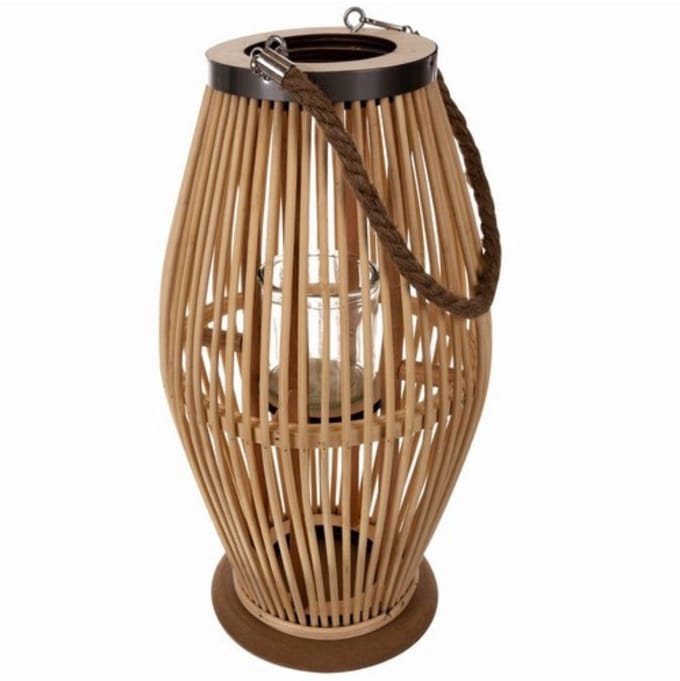 Gardlov bamboe rotan lantaarn groot - Sfeervolle 40 cm lantaarn voor binnen en buiten