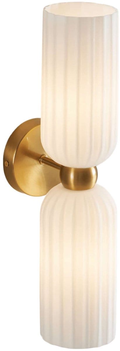 Kosilum - Leonora - Wandlamp - Messing en wit - Metaal en glas