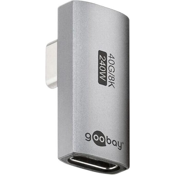 Goobay USB-C-adapter verticaal 90° gedraaid, USB4, USB-C naar USB-C, zilveren