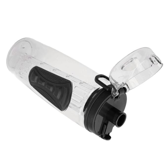 Fruit Infuser Waterfles Antislip Grip Klapdeksel Geïnfuseerd Waterflessen voor Vrouwen Mannen L zwart