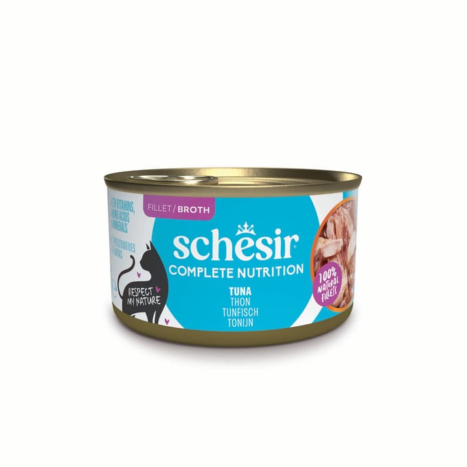 6 x 85g Schesir Complete Nutrition in Bouillon Tonijn natvoer voor katten