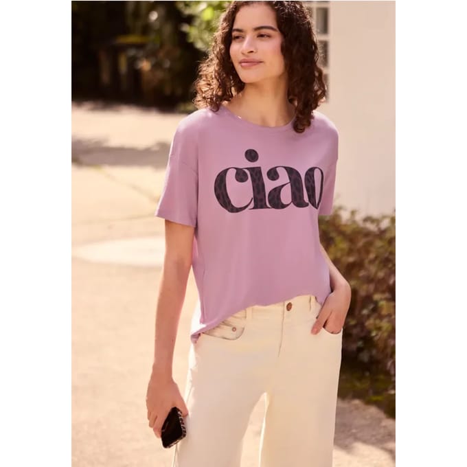 Shirt met ronde hals en tekst