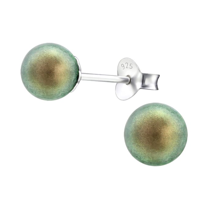 Montebello Oorbellen Edith Green - 925 Zilver E-Coating - Parel - Ø6mm