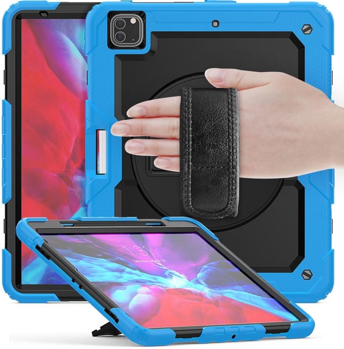 Casecentive Handstrap Pro Hardcase with handstrap iPad Pro 12.9 2022 / 2021 / 2020 / 2018 blue