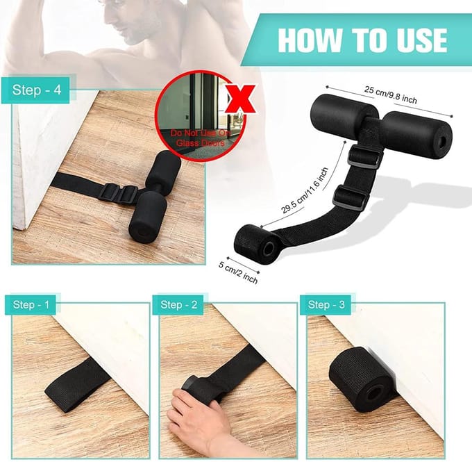 Hamstring Curl Strap Nordic Home Workout Gear voor Hamstring Curls Spaanse Squats Buikspieroefeningen Nordic Curl Machine zwart