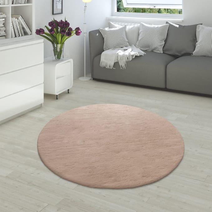 Vachtkleed Fluffy beige 200 cm rond