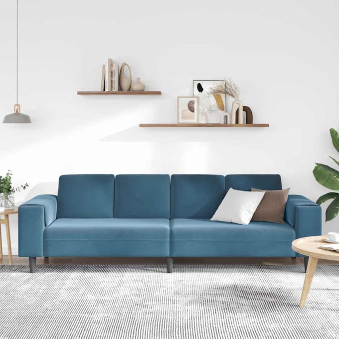 vidaXL - Woonkamerbank - Blauw - 250 - x - 77 - x - 76 - cm