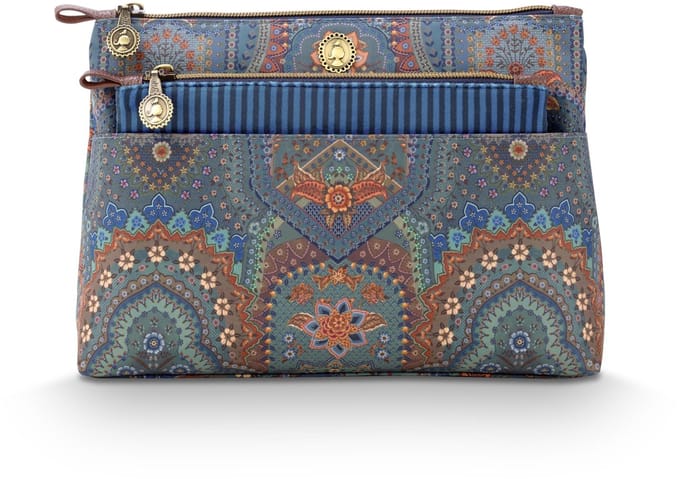 Pip Studio - Caryn Make-up Tasje Dames - Toilettas - Jabali - Blauw - Set van 2
