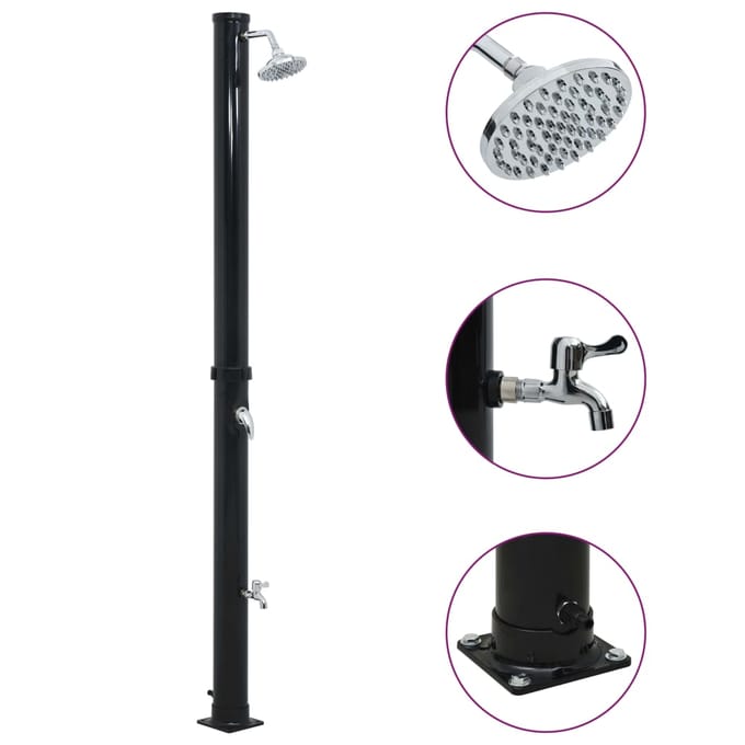vidaXL Solardouche 20 L 220 cm zwart