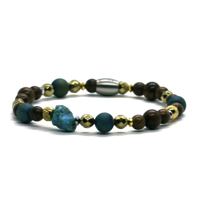 Heren armband edelsteen mix - goud RVS - IbizaMen
