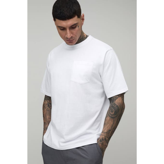 Lang Relaxed T-shirt Met Zak | White | Size Large
