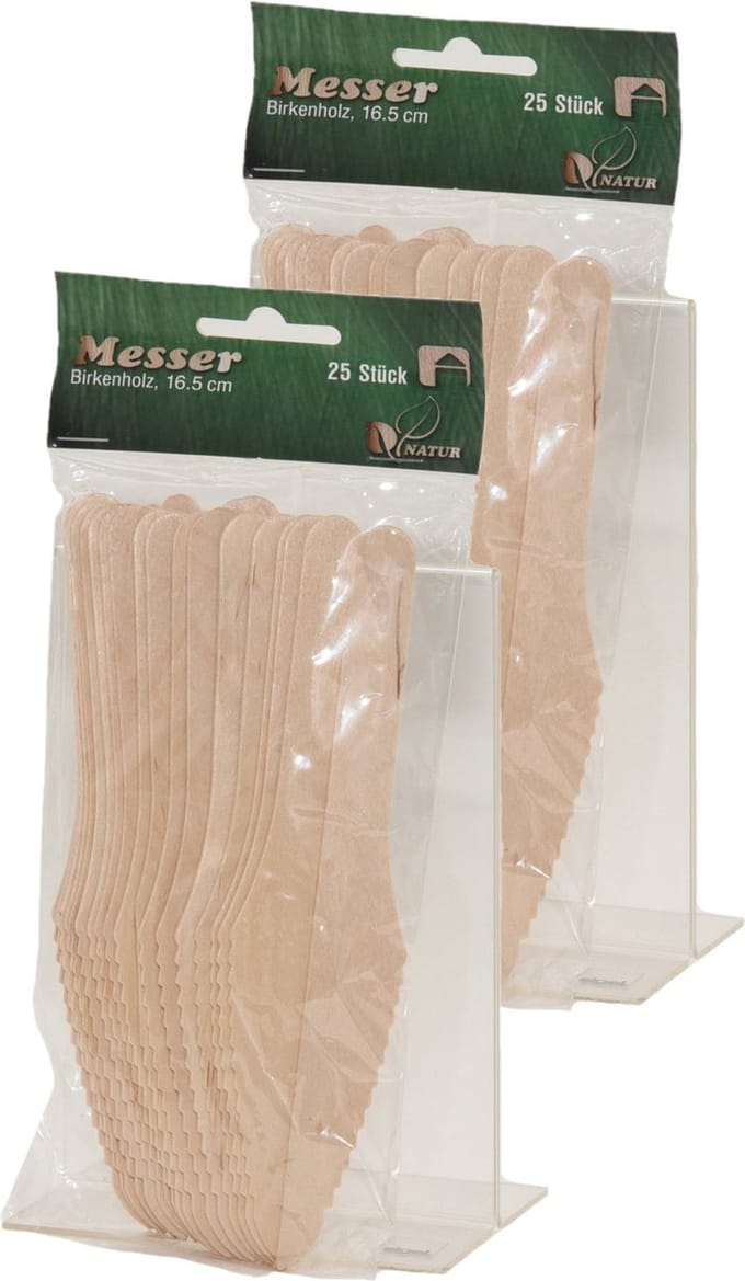 Wegwerp messen - 75x stuks - hout - wegwerpbestek - BBQ/verjaardag/picknick