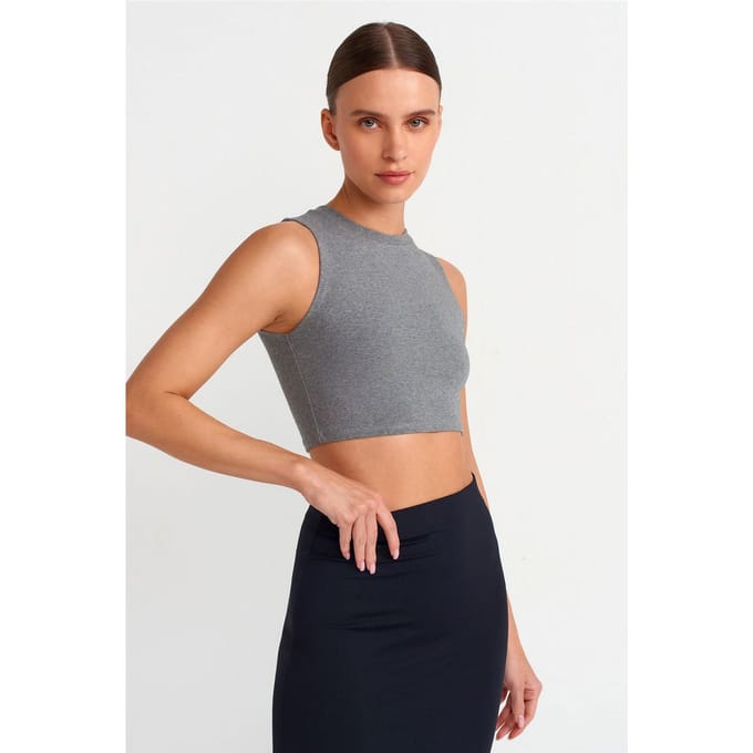 Geribbelde Katoenen Crop Top