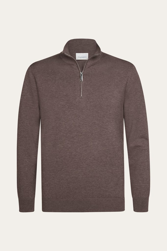 Profuomo - Trui aubergine Profuomo Half Zip Pullovers Aubergine Ppxj30002