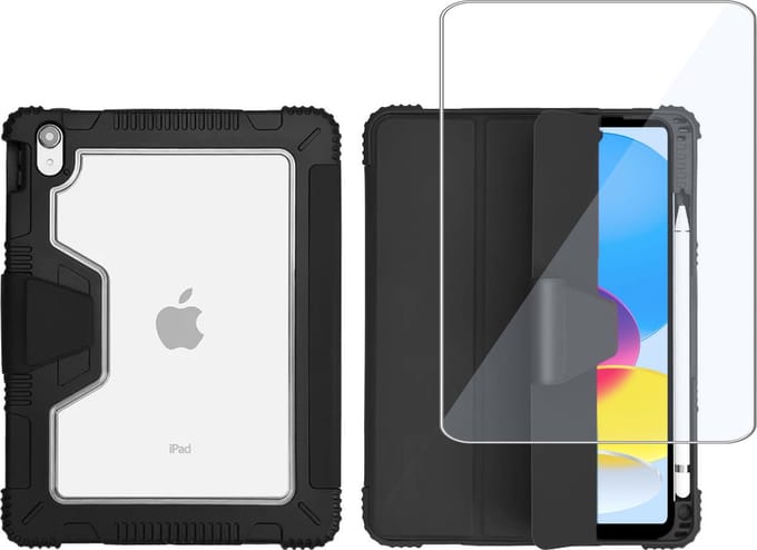 Geschikt voor iPad 2025 (A16) & 10.9 2022 Tablet hoes + Screenprotector – Gehard Glas Cover + Book Case