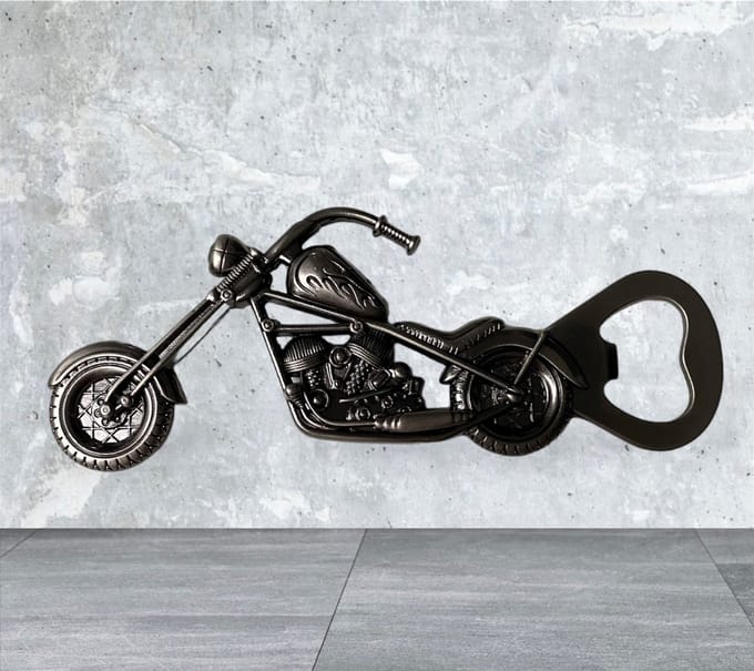 Flesopener Motorfiets ( Zilverkleurig ) 12.7 x 4.6 cm