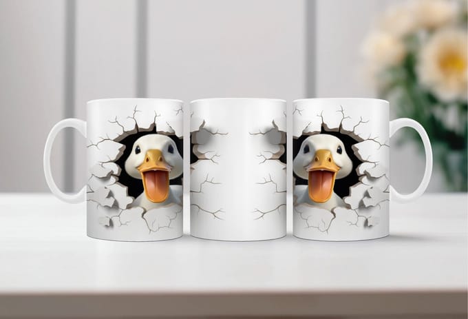 Koffiemok 3d boerderijdieren eend