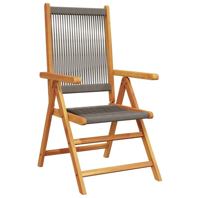 vidaXL - Verstelbare - klapstoelen, - 8 - stuks, - grijs, - massief - acaciahout